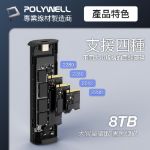 圖片 POLYWELL M.2 SSD Type-C行動硬碟外接盒 NVMe NGFF 雙協議/魅影灰